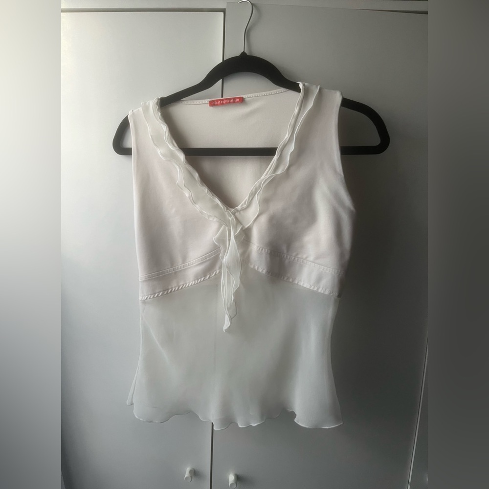 Blouse/Top v neck half see-through